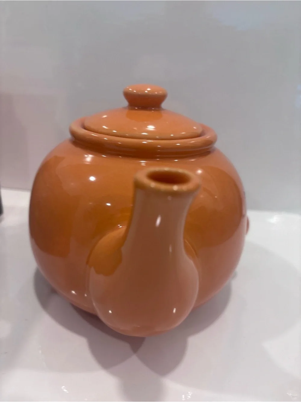 Vintage expression Orange Ceramic Teapot with Face Design w original box
